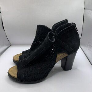 Sofft Women's Angye Open Toe Ankle Suede Boots Black Size 8.5